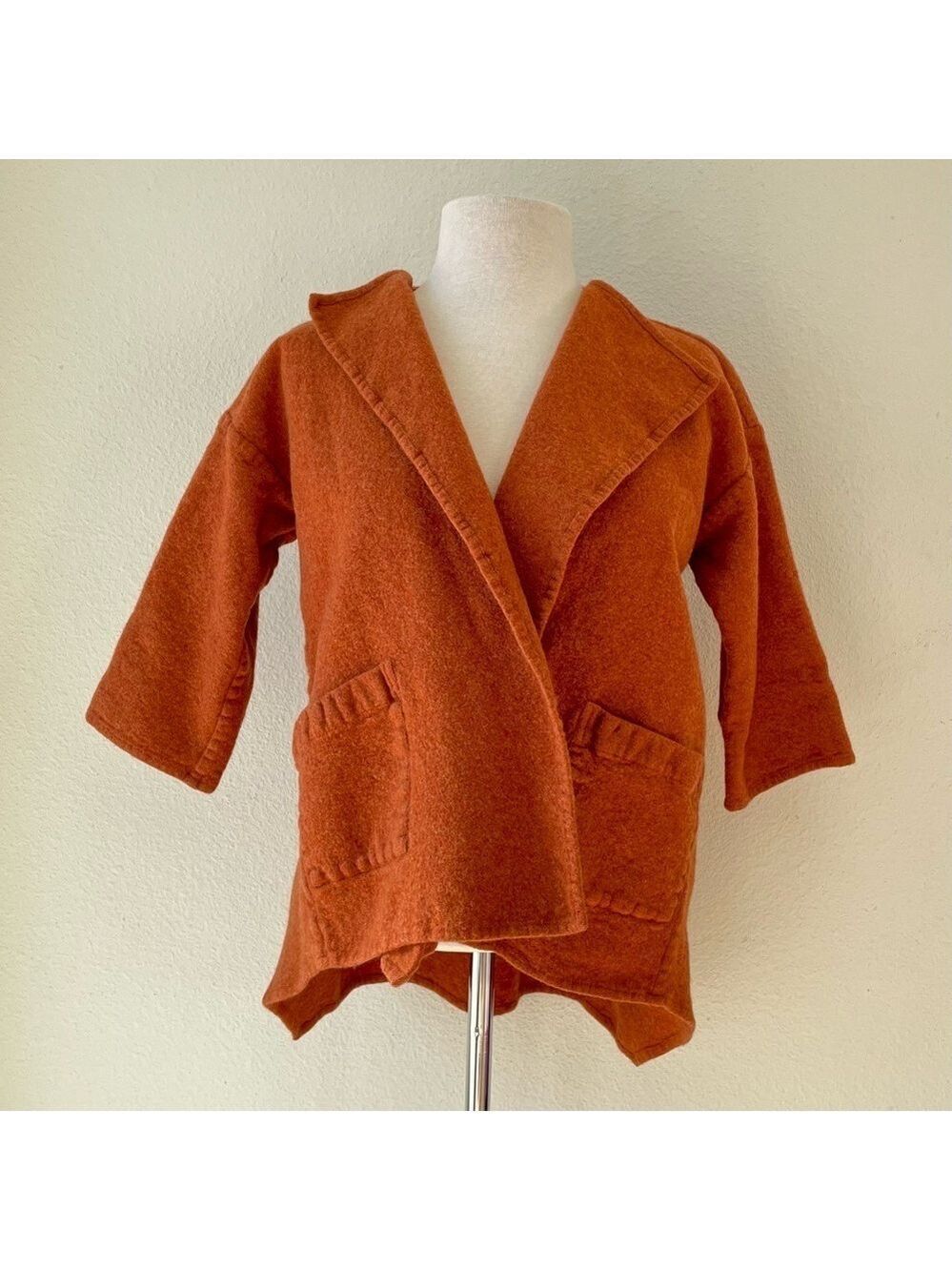 Eskandar Sweater Womens Burnt Orange Wool Cashmere Scottish Boxy Marled